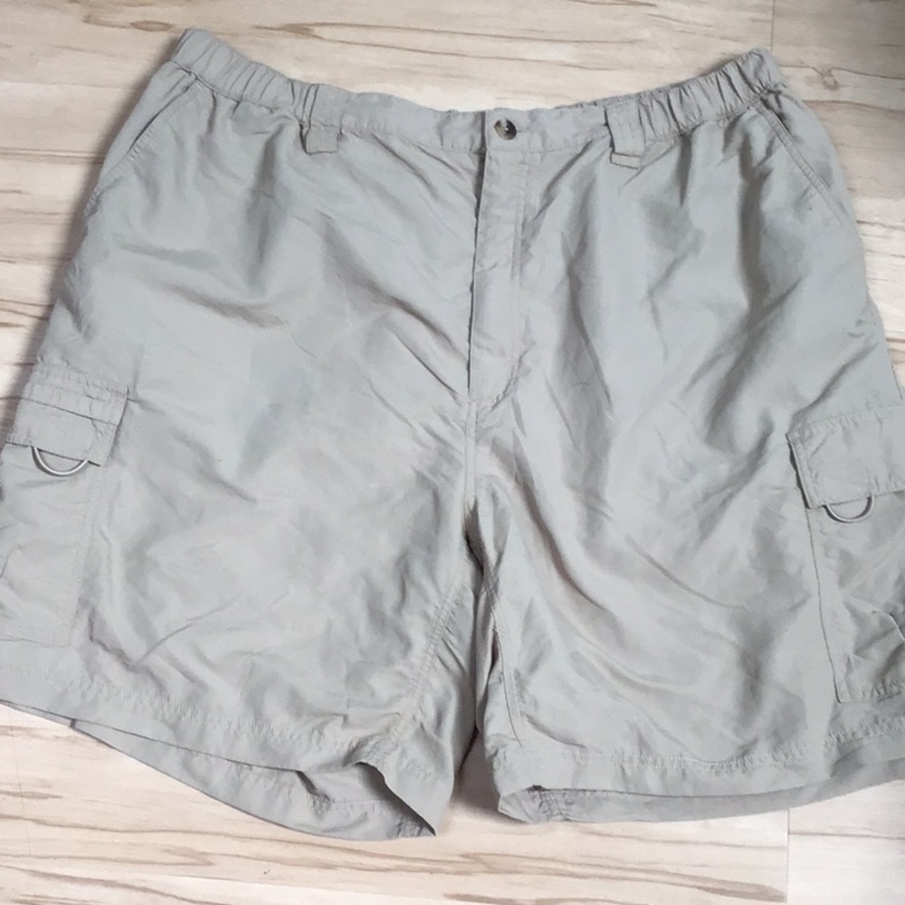 Gander Mountain Unisex 100% Nylon Khaki Tan Cargo Hiking Stretch Waist‎ Shorts